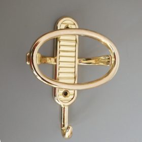   Arany színű, nagy fém fogas, falra szerelhető, 70 mm furatávval