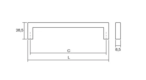 VIEFE U - Metall-Möbelgriff, messingfarben gebürstet, Bohrung 160 mm  