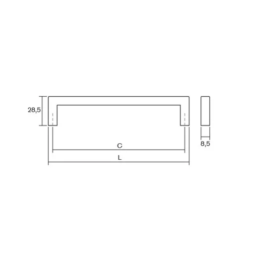 VIEFE U - fém bútorfogantyú, Fekete színű, 492 mm furattávval  