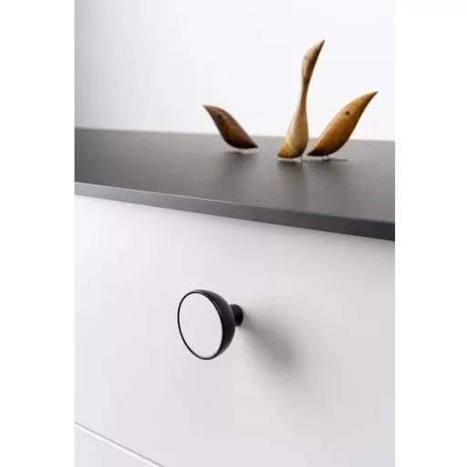 VIEFE BOL Holz-/Metall-Möbelknopf, Farbe weiß und mattschwarz 45 mm Durchmesser