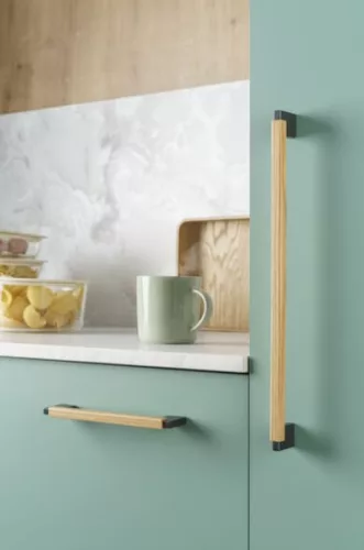 VIEFE DUO MINI  fa-fém bútorfogantyú 160 mm, szürke-tölgy