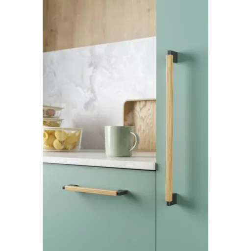 VIEFE DUO MINI  fa-fém bútorfogantyú 160 mm, szürke-tölgy