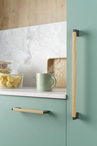 VIEFE DUO MINI  fa-fém bútorfogantyú 320 mm, szürke-tölgy