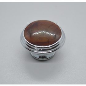   Fém-műanyag bútorgomb, króm-barna színű, 34 mm átmérő