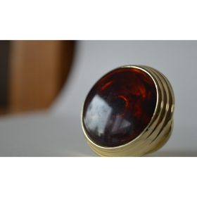   Fém-műanyag bútorgomb, arany-mahagóni színű, 34 mm átmérő