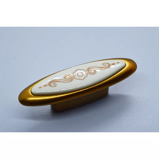 Metall-Möbelgriff, glänzend verchromt, weiß marmoriert, 32 mm Lochabstand
