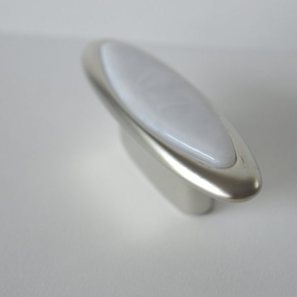 Metal furniture handle, matt nickel, marble pattern, 32 mm bore size