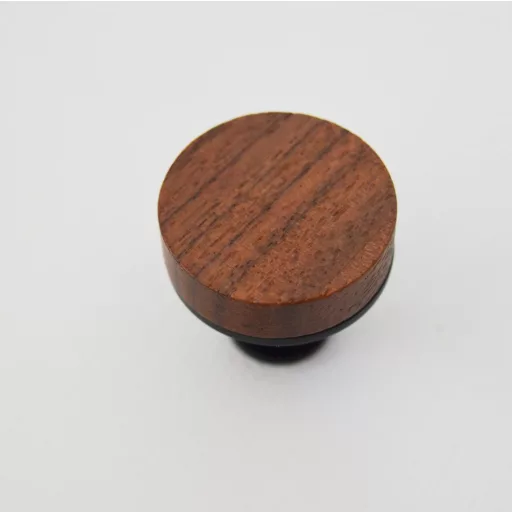 Holz-Metall-Möbelknauf, Nussbaum - mattschwarz