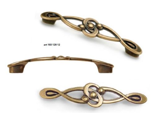 1519312812  fém bútorfogantyú, 128 mm furattáv, antik bronz szín