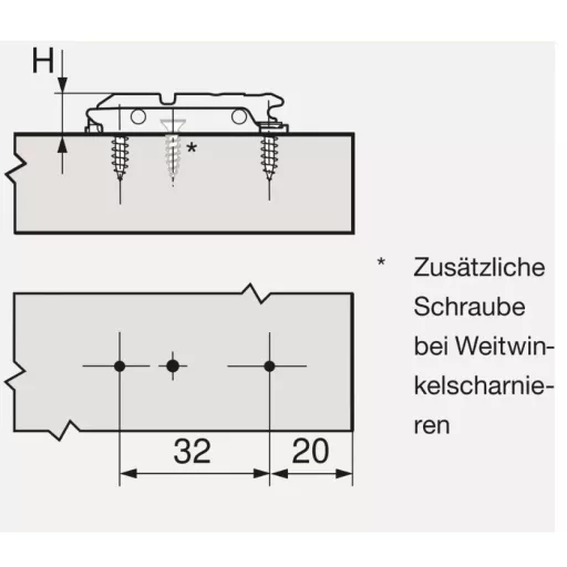Blum 175H3100 MPL V500 NI Clip szerelőtalp ONYX fekete