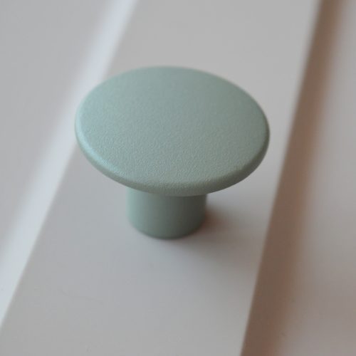 Fém bútorgomb, oliva színű, festett felületű