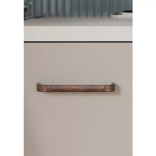 FLINT Möbelgriff aus Massivholz, lackiert in Nussbaumfarbe, modern 