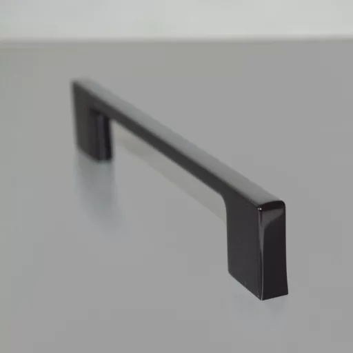 2576_FEK_128 Metall-Möbelgriff, schwarz glänzend mit 128 mm Lochabstand