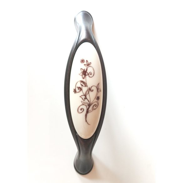 Margarita country bronz/bézs virág porcelán/fém bútorfogantyú 96 mm furattáv