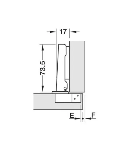 311.04.649  Hafele ráütődő kivetőpánt, Titán szín,  110°