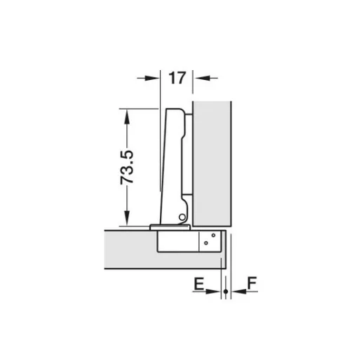 311.04.649 Hafele Klappscharnier, titanfarben, 110°