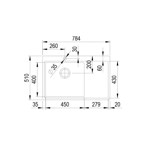 StrongSinks S3 Mosogató Nida 787, 787x 520 mm rozsdamentes acél, jobbos csepegt.
