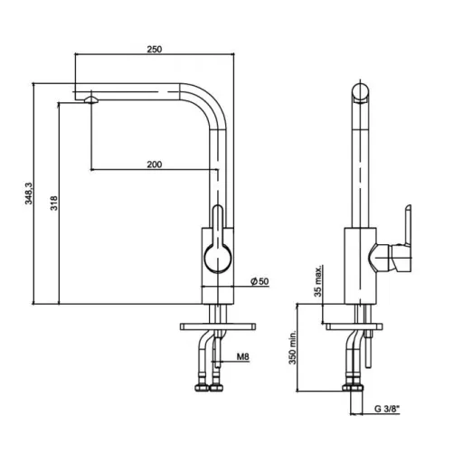 StrongSinks S3 Csaptelep Ipoly L-alakú, fekete matt