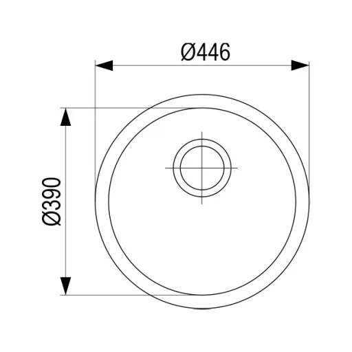 StrongSinks S1 Mosogató Ondava, polír. rozsdam. acél kerek átm.444mm,felső szer.