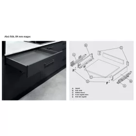   Hafele keskenyfalú fiókrendszer, 84/400 mm, Matt Antracit szín