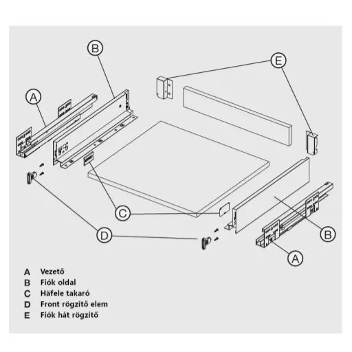 Hafele Schubladensystem mit schmalen Wänden, 84/450 mm, Farbe Weiss