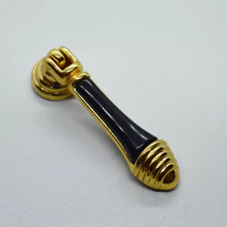   Klassischer gold-schwarzer Möbelknopf aus Metall und Kunststoff