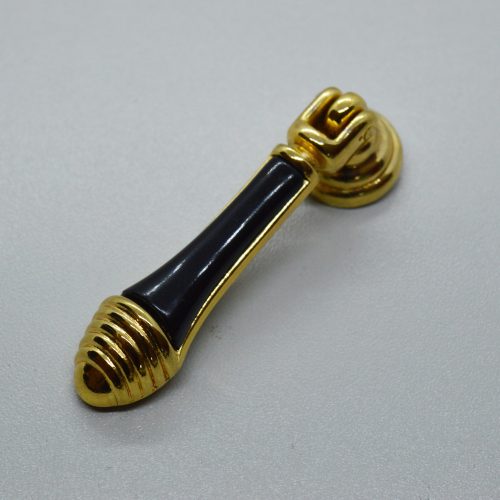 10 db Fém-műanyag bútorgomb, arany - fekete színű