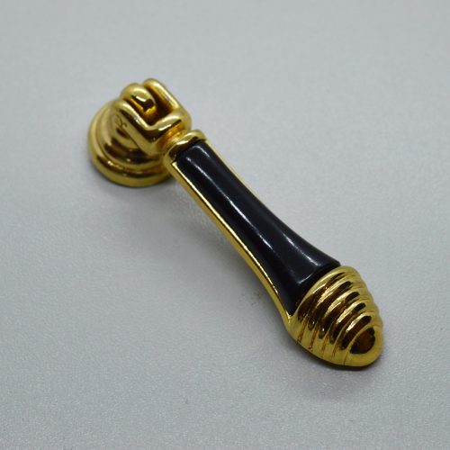 10 db Fém-műanyag bútorgomb, arany - fekete színű