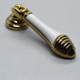 10 db Fém-műanyag bútorgomb, arany - fehér színű