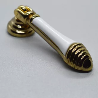 Klassischer gold-weiss Möbelknopf aus Metall und Kunststoff