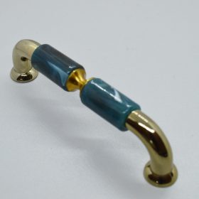   10 db Fém-műanyag bútorfogantyú, arany - ametiszt, 96 mm furattáv, Retro 