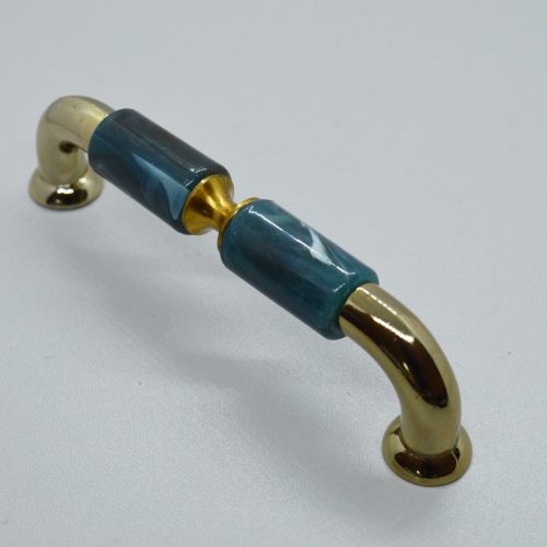 Metall-Kunststoff-Möbelgriff, gold - amethyst, 96 mm Lochabstand, Retro 