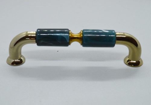 Metall-Kunststoff-Möbelgriff, gold - amethyst, 96 mm Lochabstand, Retro 