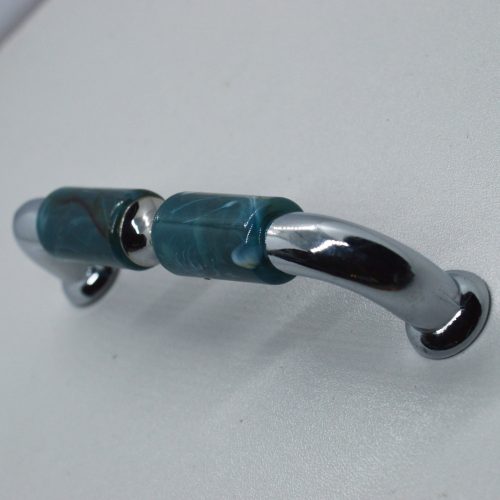 Metall-Kunststoff-Möbelgriff, chrome - amethyst, 96 mm Lochabstand, Retro 