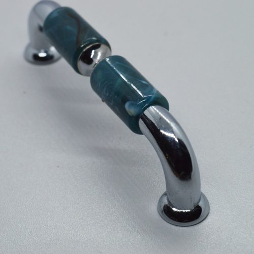 Metall-Kunststoff-Möbelgriff, chrome - amethyst, 96 mm Lochabstand, Retro 