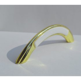   10 db Fém-műanyag bútorfogantyú, arany - fehér színű, 96 mm furattávval