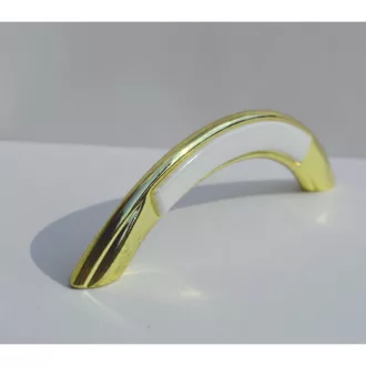 Metall-Kunststoff-Möbelgriff, gold-weiß, 96 mm Lochabstand