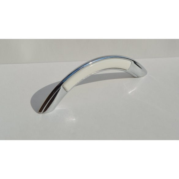 Metal-plastic furniture handle, chrome - white, 96 mm bore size