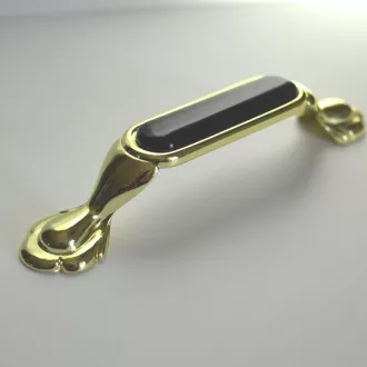   Metall-Kunststoff-Möbelgriff, Farbe gold-schwarz, Bohrung 96 mm