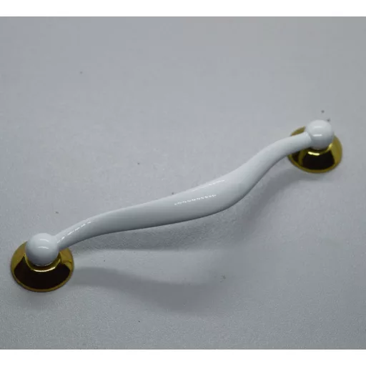 Metall-Möbelgriff, Farbe weiss-gold, 96 mm BA, Klasse 2