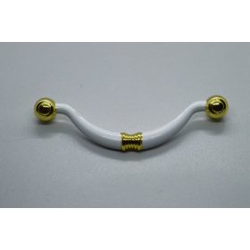   Fém bútorfogantyú, fehér-arany színű, 96 mm furattávval