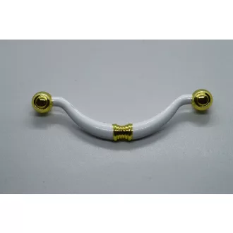Metall-Möbelgriff, Farbe weiss-gold, 96 mm BA, Klasse 2