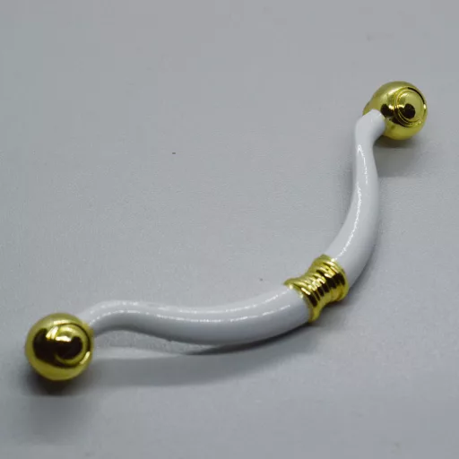 Metall-Möbelgriff, Farbe weiss-gold, 96 mm BA, Klasse 2