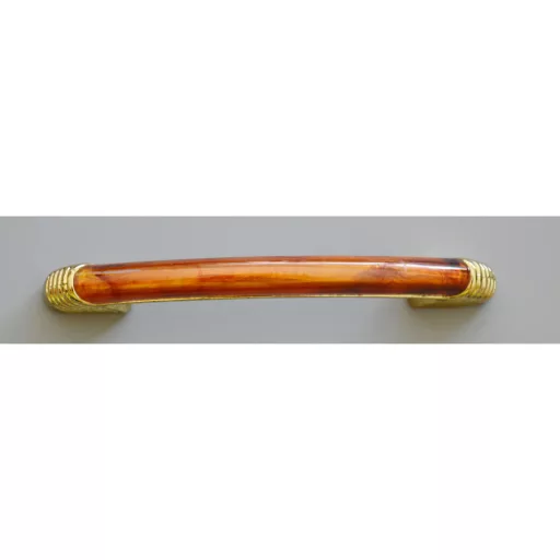 10 STK. Metall-Kunststoff-Möbelgriff, gold - mahagóni, 96 mm Lochabstand