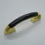 10 STK. Metall-Kunststoff-Möbelgriff, gold - schwarz, 64 mm Lochabstand