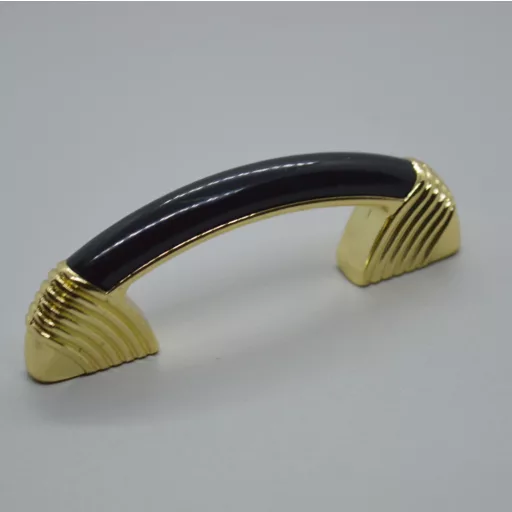 10 STK. Metall-Kunststoff-Möbelgriff, gold - schwarz, 64 mm Lochabstand