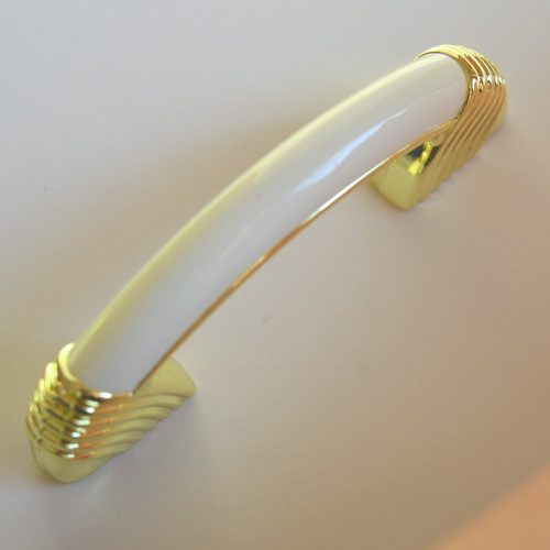 10 db Fém-műanyag bútorfogantyú, arany - fehér, 64 mm furattáv