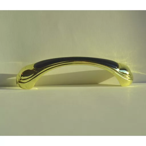 Möbelgriff aus Metall, Farbe gold-schwarz, Lochabstand 96 mm