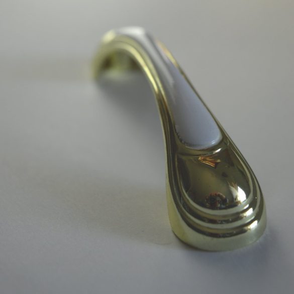 Metal furniture handle, gold - white, 96 mm hole spacing