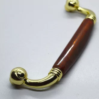   Metall-Kunststoff-Möbelgriff, Farbe gold-braun , Bohrung 96 mm